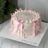 Pembe Beyaz Kurdeleli Pasta